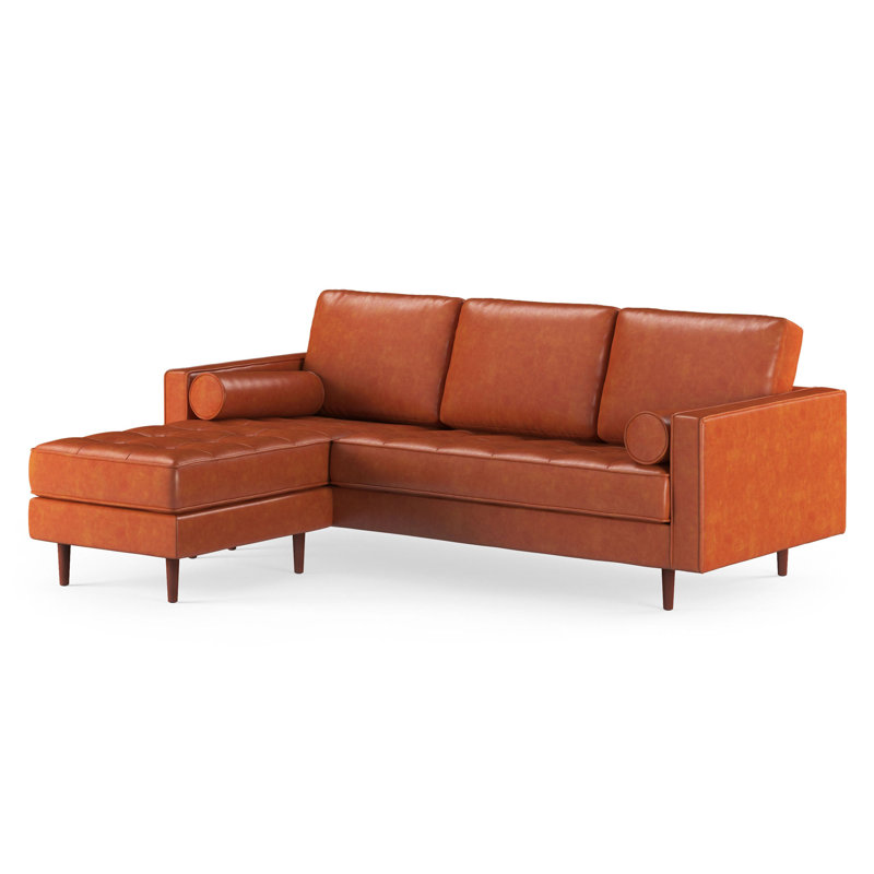 AllModern 88" Wide Faux leather Reversible Modular Sofa & Chaise with Ottoman & Reviews